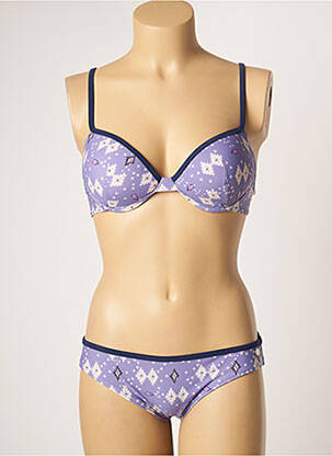 Costum de baie din două piese închidere cu agrafă top sutien push-up violet LULUCASTAGNETTE femeie