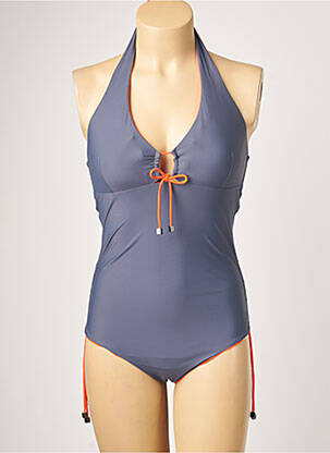 Costum de baie dintr-o singură piesă efect material satinat top triunghiuri gri MOONTIDE femeie