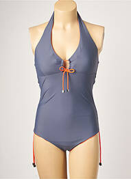 Costum de baie dintr-o singură piesă efect material satinat top triunghiuri gri MOONTIDE femeie