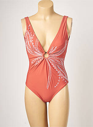 Costum de baie dintr-o singură piesă imprimeu fantezie top sutien modelat maro MOONTIDE femeie