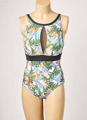 Costum de baie dintr-o singură piesă efect material satinat top sutien modelat verde MOONTIDE femeie