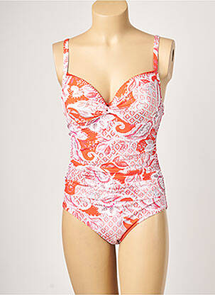 Costum de baie dintr-o singură piesă efect material satinat top sutien modelat portocalie MOONTIDE femeie