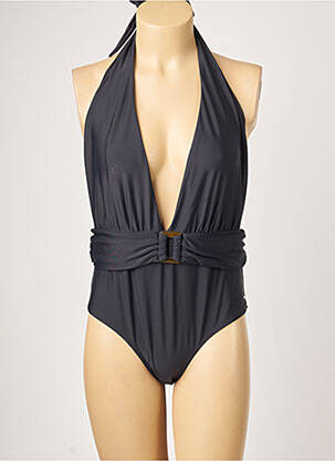 Costum de baie dintr-o singură piesă efect material satinat top triunghiuri negru SUN PROJECT femeie