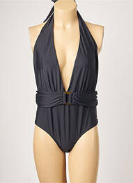 Costum de baie dintr-o singură piesă efect material satinat top triunghiuri negru SUN PROJECT femeie
