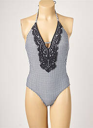 Costum de baie dintr-o singură piesă efect material satinat sutien balconet cu decolteu înalt negru YSABEL MORA femeie
