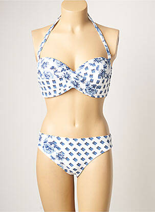 Costum de baie din două piese elasticitate top sutien modelat albastru TESSY femeie