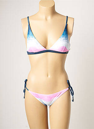 Costum de baie din două piese elasticitate top triunghiuri roz PIHA femeie