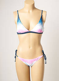Costum de baie din două piese elasticitate top triunghiuri roz PIHA femeie