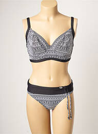 Costum de baie din două piese elasticitate sutien cupe întregi cu decolteu înalt negru SUN PLAYA femme