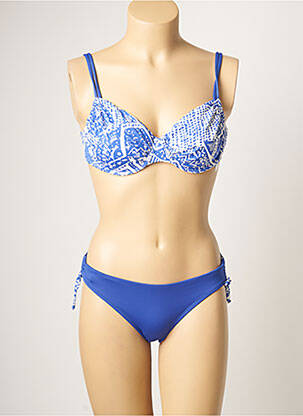 Costum de baie din două piese elasticitate sutien cupe întregi cu decolteu înalt albastru BORABORA femeie