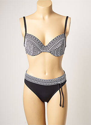 Costum de baie din două piese elasticitate sutien cupe întregi cu decolteu înalt negru SUN PLAYA femeie