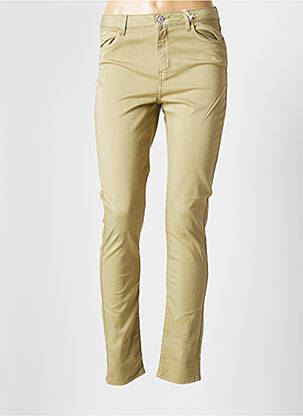 Pantalon slim țesătură poplin mărime normală verde KANOPE femeie
