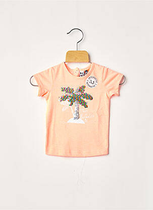 Tricou croială dreaptă mâneci scurte portocalie 3 POMMES fată