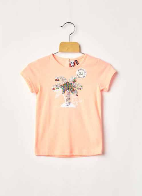 Tricou croială dreaptă mâneci scurte portocaliu 3 POMMES fille