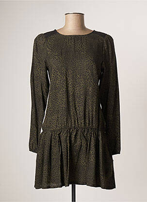 Rochie midi guler rotund mâneci lungi verde BECKARO fată