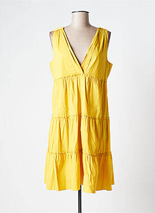 Rochie midi galben LA FÉE ATELIER BY LA FÉE MARABOUTÉE femeie