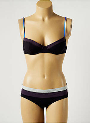 Costum de baie din două piese elasticitate top sutien modelat negru MAISON LEJABY femeie