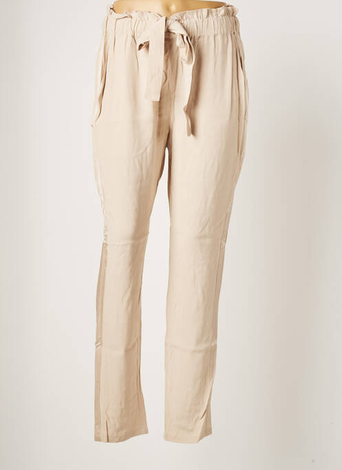 Pantalon slim talie elastică talie înaltă bej NUE 1904 femme