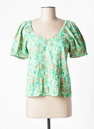 Bluză imprimeu floral mâneci scurte verde VERO MODA femeie