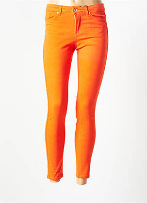 Pantalon slim țesătură poplin mărime normală portocalie VERO MODA femeie