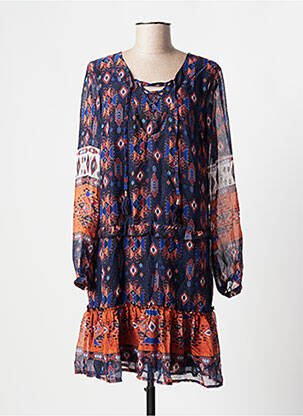 Rochie midi imprimeu fantezie mâneci lungi albastru BREAL femeie