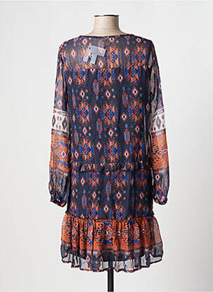 Rochie midi imprimeu fantezie mâneci lungi albastru BREAL femeie