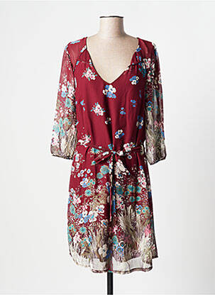 Rochie midi imprimeu floral mâneci 3/4 roșu MOKA'S femeie