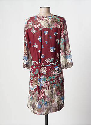 Rochie midi imprimeu floral mâneci 3/4 roșu MOKA'S femeie
