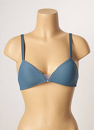 Sutien efect material satinat top triunghiuri albastru PASSIONATA femeie