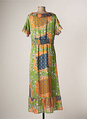 Rochie lungă mâneci scurte mâneci scurte verde JUS D'ORANGE femeie