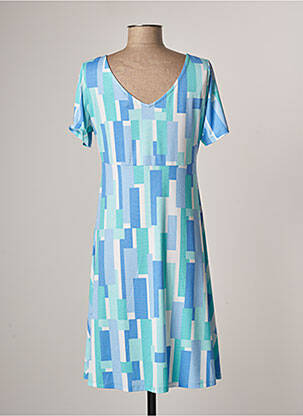 Rochie midi mâneci scurte mâneci scurte albastru MARBLE femeie