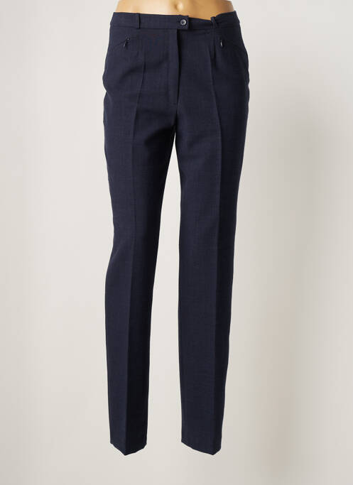 Pantalon slim închidere cu fermoar sub clapetă cu nasturi talie înaltă albastru ANNE KELLY femme