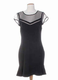 Rochie midi închidere cu fermoar la spate mâneci scurte negru SET femme