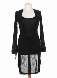 Rochie midi mâneci lungi mâneci lungi negru OKTOBER femme