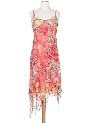 Rochie midi imprimeu fantezie fără mâneci portocalie TOY G femeie