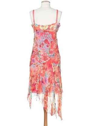 Rochie midi imprimeu fantezie fără mâneci portocalie TOY G femeie