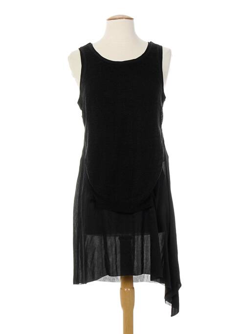 Tunică fără mâneci croială cambrată negru ALMALIBRE femme