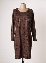 Rochie midi imprimeu fantezie mâneci lungi maro GREGORY PAT femme