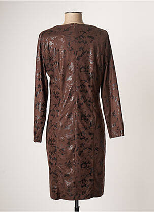 Rochie midi imprimeu fantezie mâneci lungi maro GREGORY PAT femeie