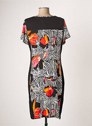 Rochie midi imprimeu floral mâneci scurte negru FRANCE RIVOIRE femeie
