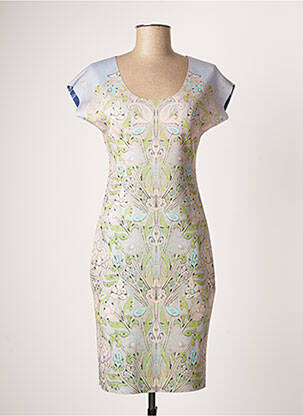 Rochie midi imprimeu floral mâneci scurte albastru ANIMAPOP femeie