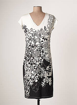 Rochie midi imprimeu floral mâneci scurte negru FRANCE RIVOIRE femeie