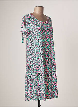Rochie midi imprimeu floral mâneci scurte albastru TINTA STYLE femeie