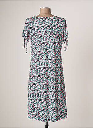 Rochie midi imprimeu floral mâneci scurte albastru TINTA STYLE femeie