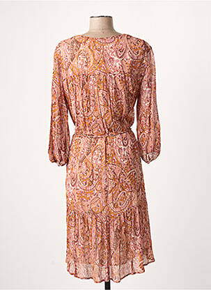 Rochie midi imprimeu fantezie mâneci lungi portocaliu SET femeie