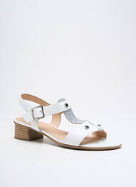 Sandale/pantofi decupați material neted toc de 4 la 6 cm alb SWEET femme