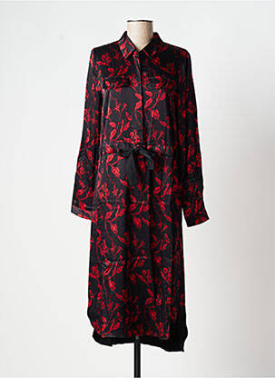Rochie midi imprimeu floral mâneci lungi negru ROSE MON AMOUR femeie