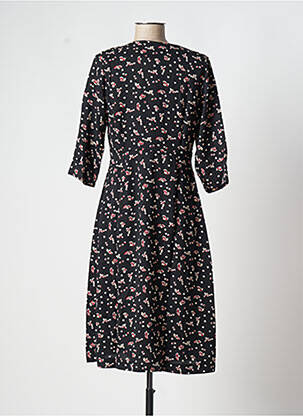 Rochie midi imprimeu floral mâneci scurte negru ROSE femeie