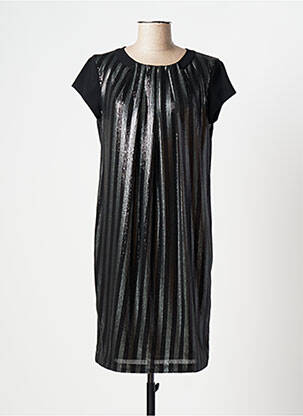 Rochie midi croială fluidă mâneci scurte negru TRUSSARDI JEANS femeie
