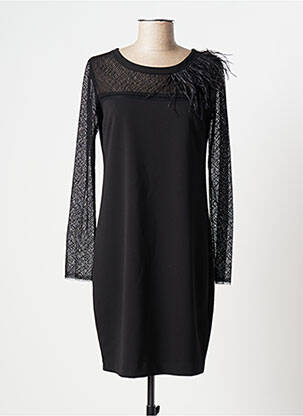 Rochie midi țesătură crep mâneci lungi negru TRUSSARDI JEANS femeie